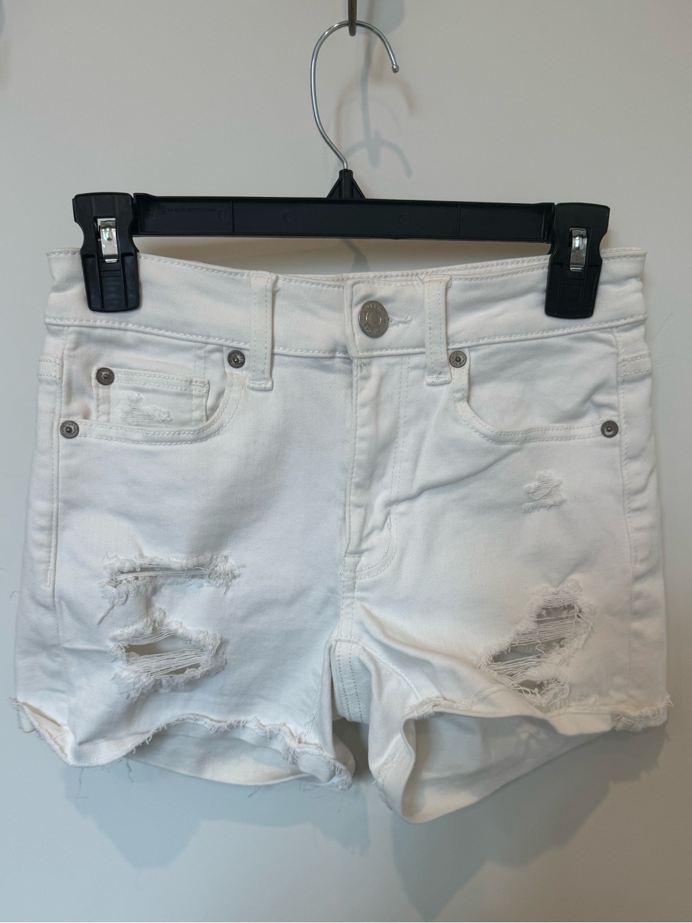 AE White Distressed Women's Denim Shorts